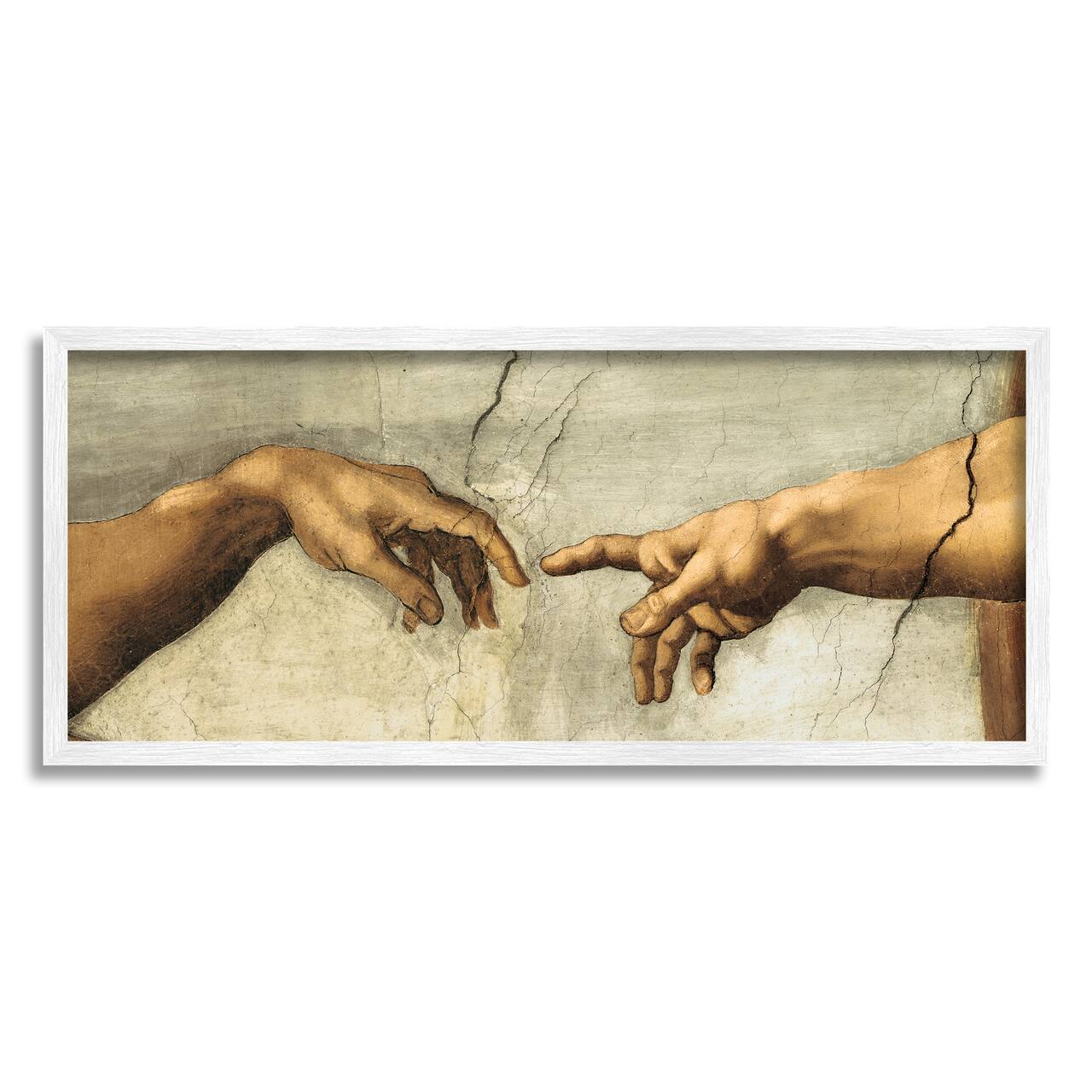 Stupell Industries Hands of The Creation Of Adam Religious Painting in White Frame Wall Art